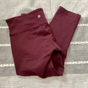 Lululemon Cropped Wine Color Leggings Size 8